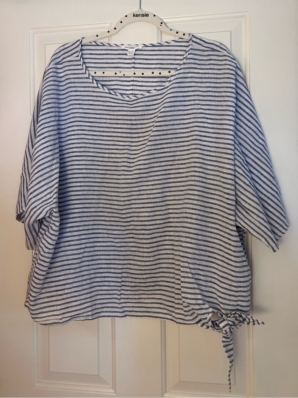 beachlunchlounge Blue & White Striped Tie-Hem Tunic XL Hardly worn.